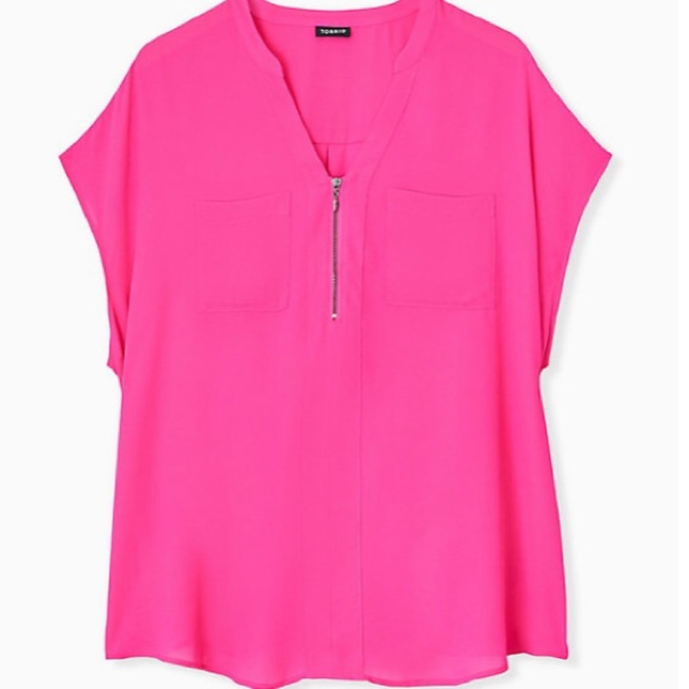 Torrid hot pink NEW zip front blouse size 5